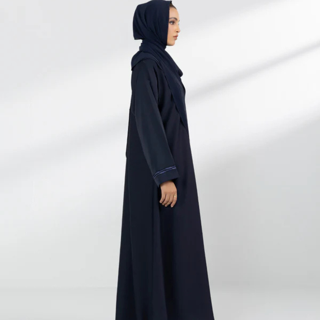 Embroidered Button Through Abaya 008